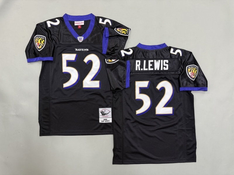 Men 2025 Baltimore Ravens #52 R.Lewis black Throwback Limited NFL Jersey style 001->baltimore ravens->NFL Jersey
